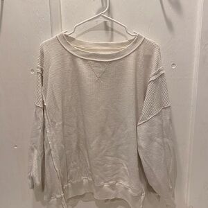 American Age Cream Waffle Knit Top